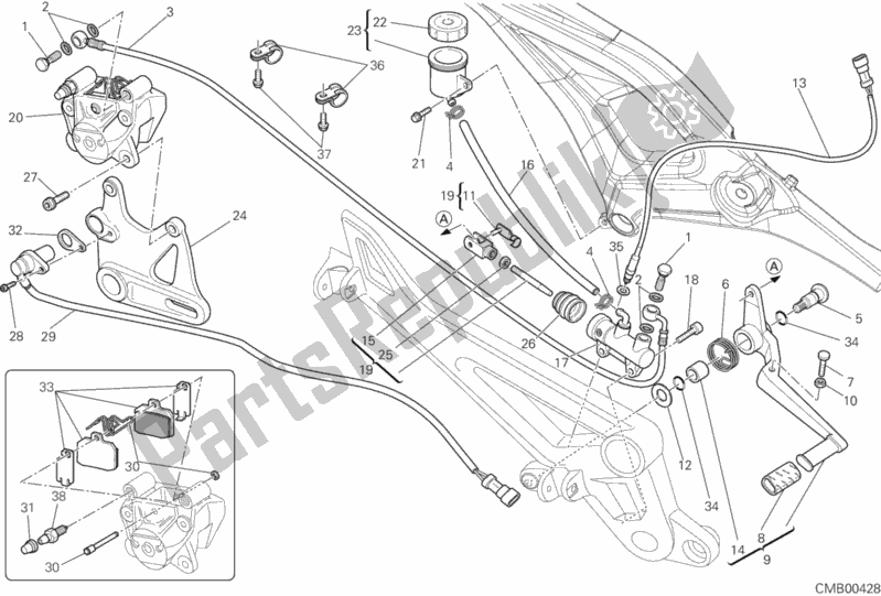 Alle onderdelen voor de Achter Remsysteem van de Ducati Monster 795 EU Thailand 2012